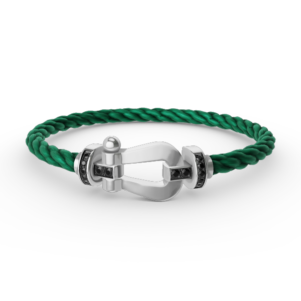 [Vintora]FORCE LARGE HORSESHOE BLACK DIAMOND BRACELET SILVER
