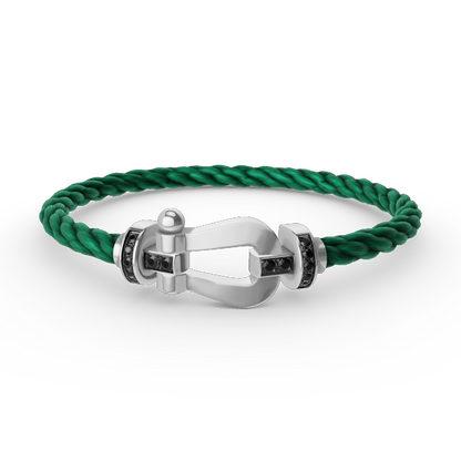 [Vintora]FORCE LARGE HORSESHOE BLACK DIAMOND BRACELET SILVER