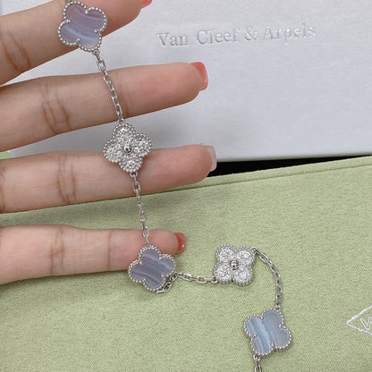 [Vintora] CLOVER 5 MOTIF PURPLE CHALCEDONY BRACELET COLLECTION