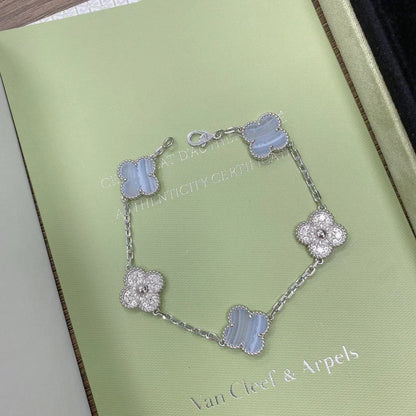 [Vintora] CLOVER 5 MOTIF PURPLE CHALCEDONY BRACELET COLLECTION
