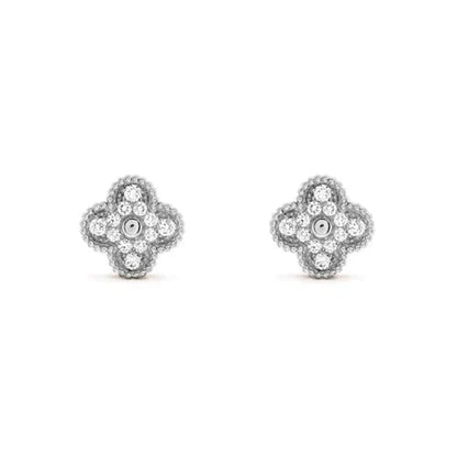 [Vintora]CLOVER 1 MOTIFS DIAMOND STUD EARRINGS SILVER