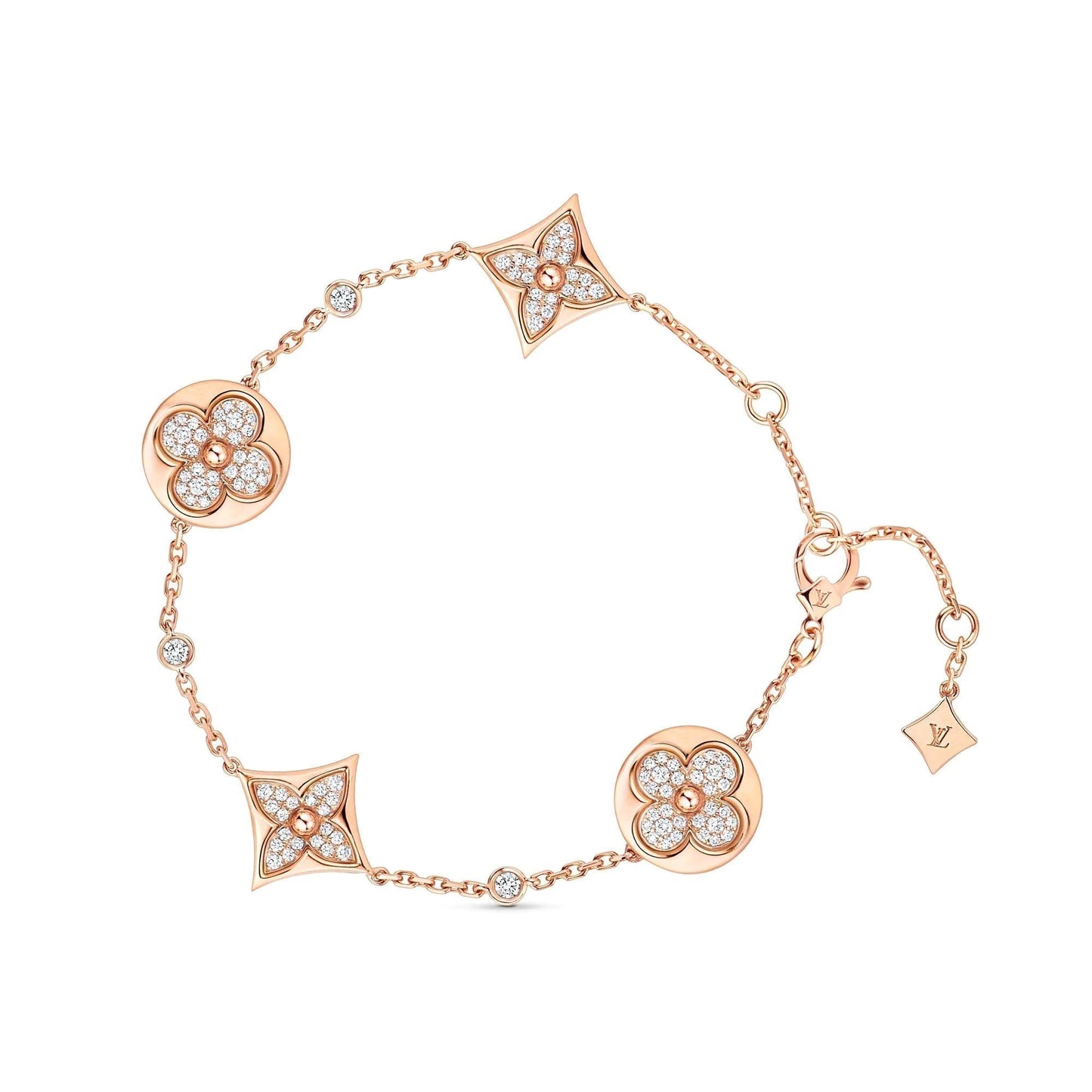 [Vintora]STAR AND SUN 4 MOTIFS GOLD DIAMONDS BRACELET