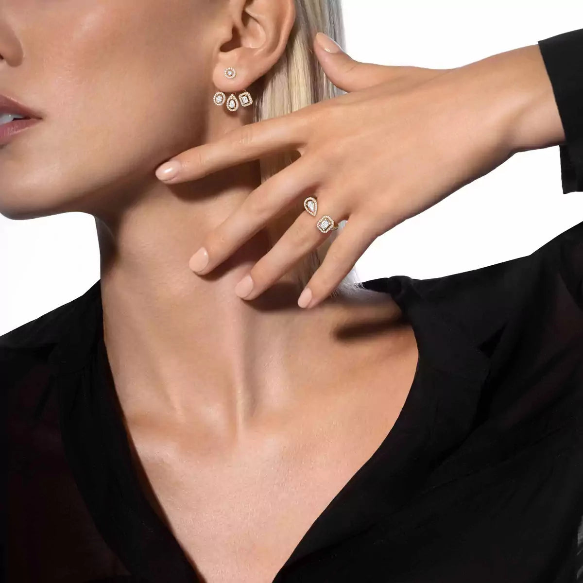[Vintora] My Twin Trio  Diamond Earrings