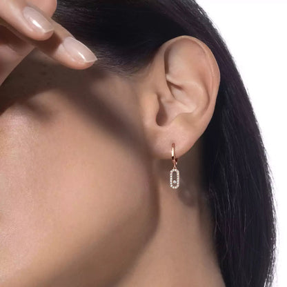[Vintora]Move Uno Single Diamond Hoop Earring