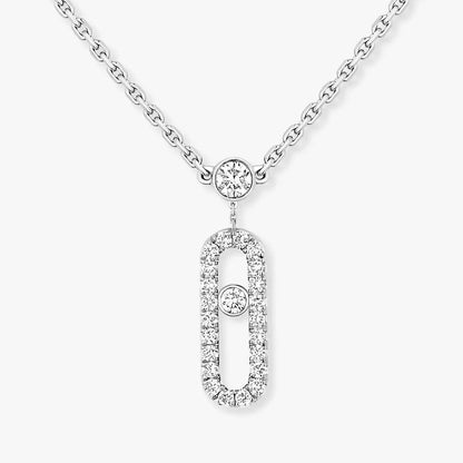 [Vintora]2 Rows Rose Gold Diamond Pave_ Necklace Move Uno