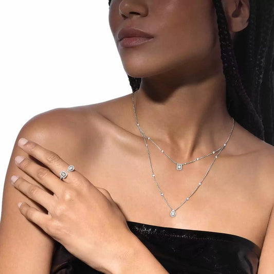 [Vintora]Diamond Necklace My Twin 2 Rows