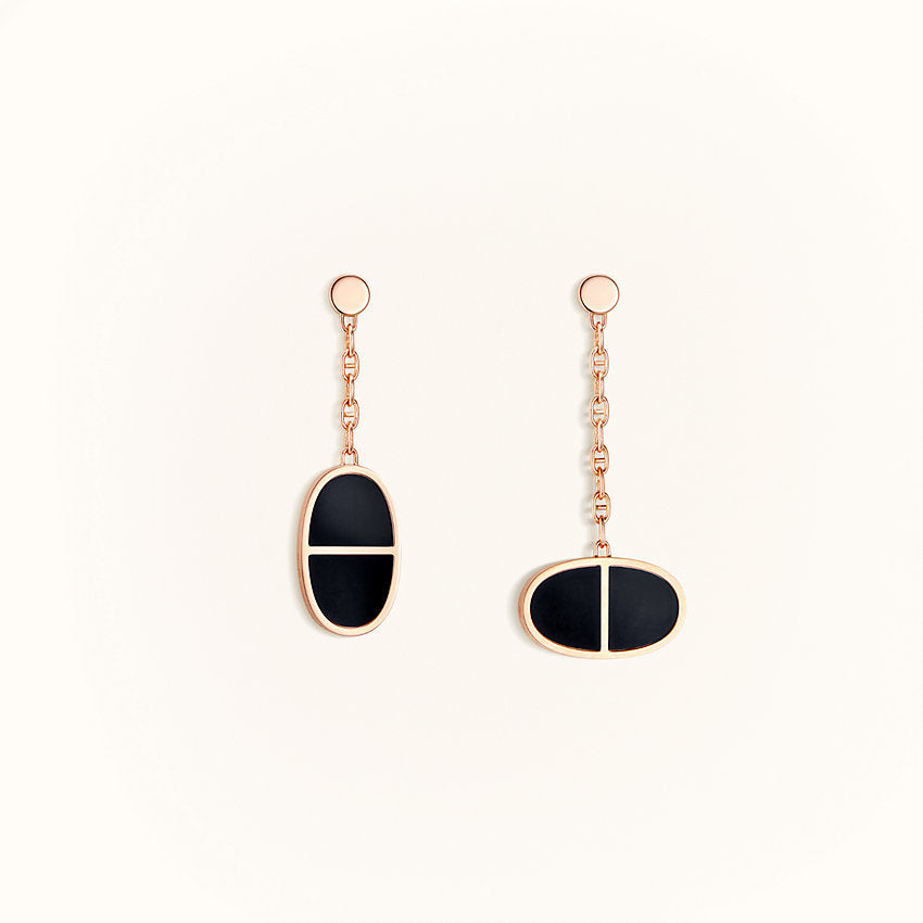 [Vintora]CHAINE VERSO BLACK CERAMIC EARRINGS