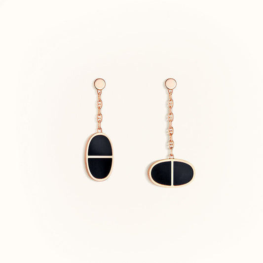 [Vintora]CHAINE VERSO BLACK CERAMIC EARRINGS