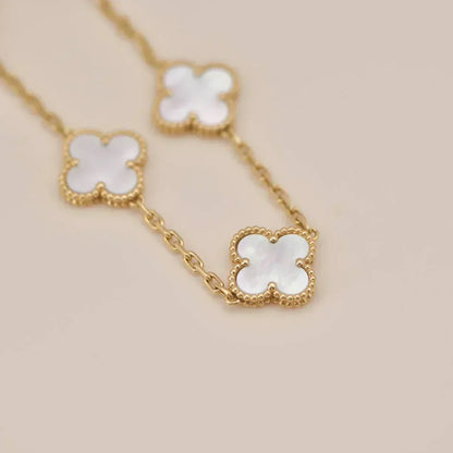 [Vintora]CLOVER WHITE PEARL MOP 5 MOTIF BRACELET COLLECTION