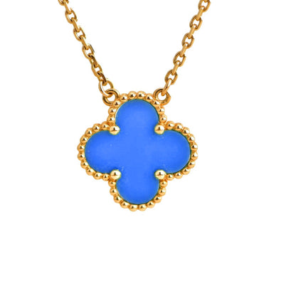 [Vintora]CLOVER 15MM BLUE AGATE NECKLACE