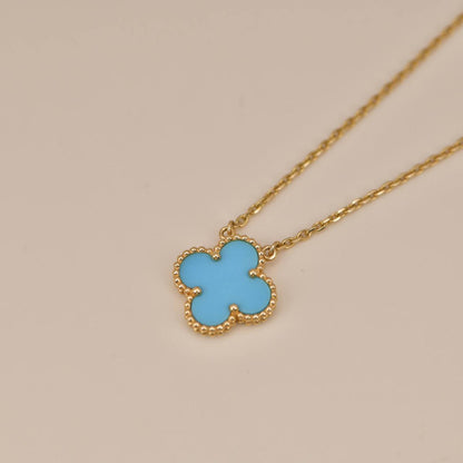 [Vintora]CLOVER 15MM VINTAGE TURQUOISE NECKLACE
