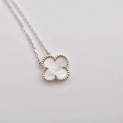 [Vintora]CLOVER  15MM WHITE MOTHER-OF-PEARL SILVER