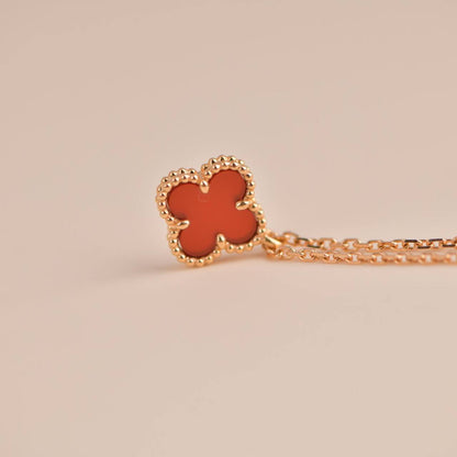 [Vintora]CLOVER MINI 9.5MM WHITE CARNELIANS NECKLACE