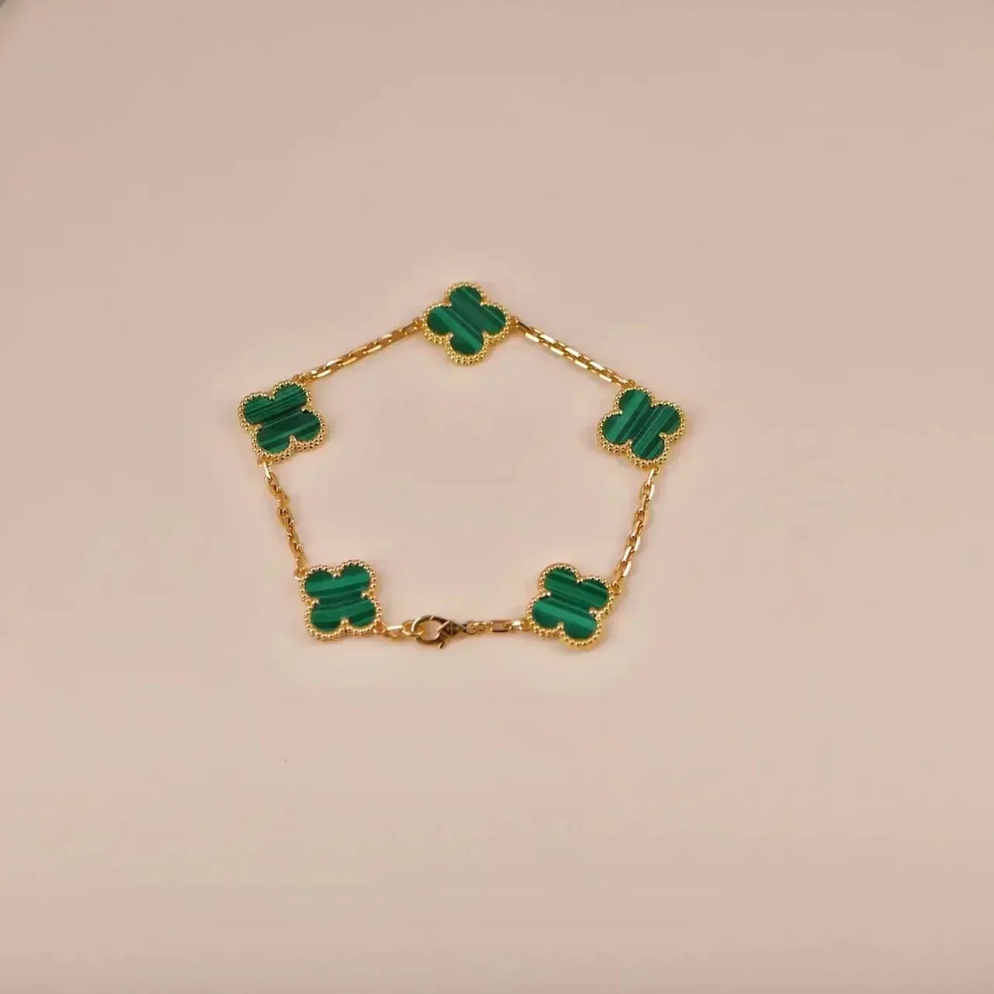 [Vintora] CLOVER 5 MOTIF MALACHITE BRACELET COLLECTION