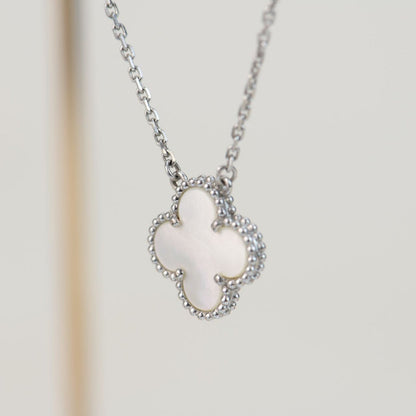 [Vintora]CLOVER  15MM WHITE MOTHER-OF-PEARL SILVER