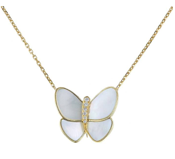 [Vintora]BUTTERFLY GOLD MOP DIAMOND NECKLACE