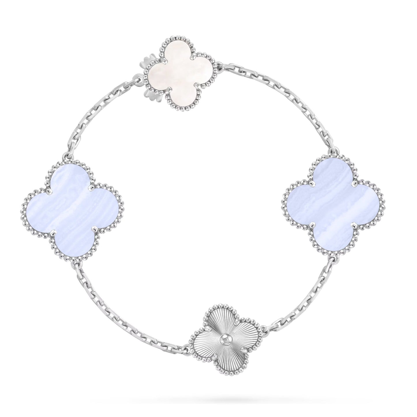 [Vintora]DETACHABLE CLOVER 15(11+4) FLOWER SILVER NECKLACE SET