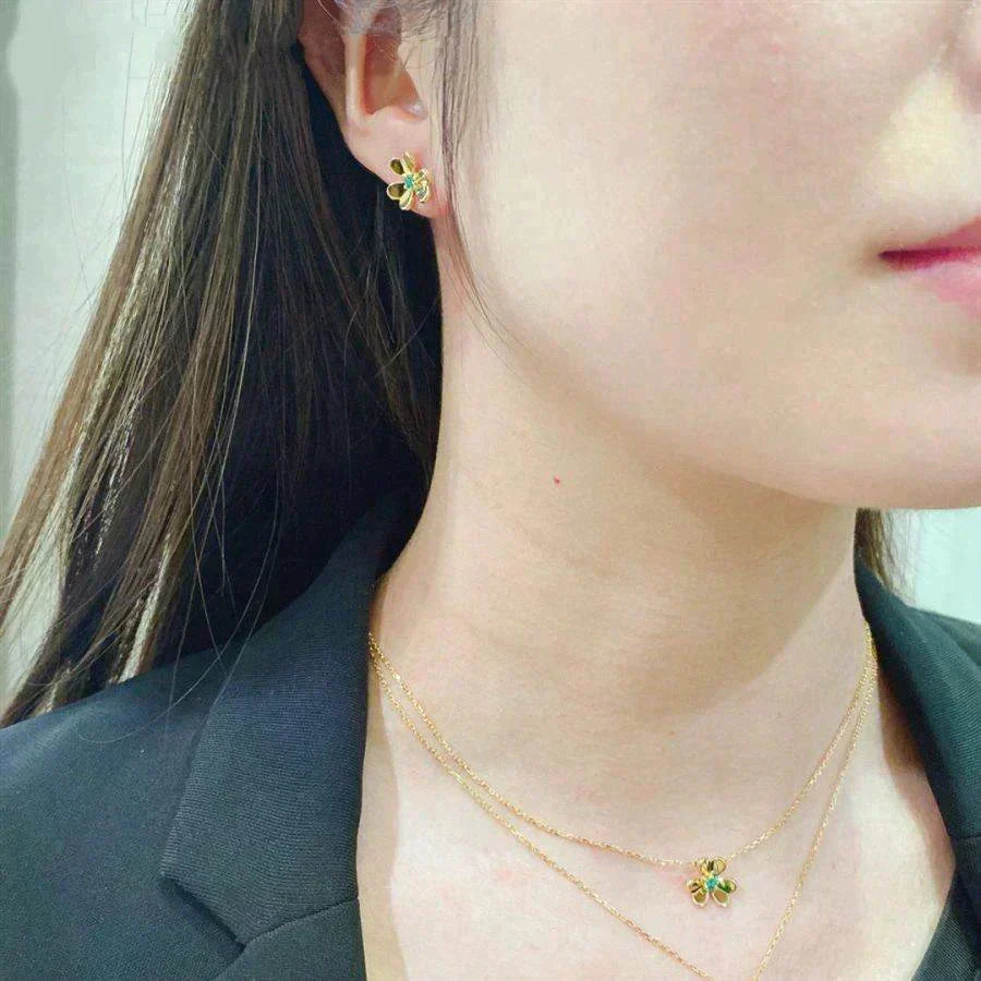 [Vintora]FRIVOLE  FLOWER MALACHITE EARRINGS