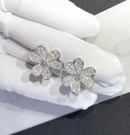 [Vintora]FRIVOLE SILVER FLOWER DIAMOND EARRINGS