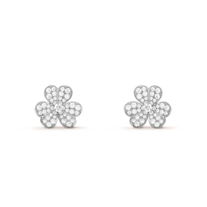 [Vintora]FRIVOLE SILVER FLOWER DIAMOND EARRINGS