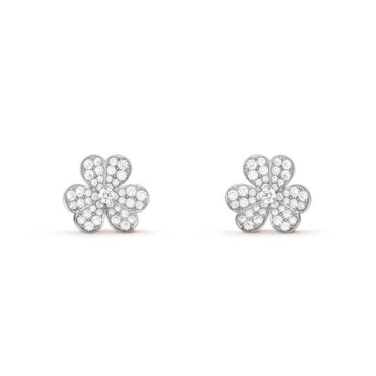 [Vintora]FRIVOLE SILVER FLOWER DIAMOND EARRINGS