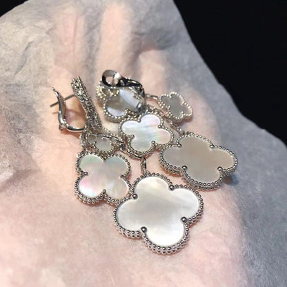 [Vintora]CLOVER EARRINGS WHITE MOP 4 MOTIFS SILVER