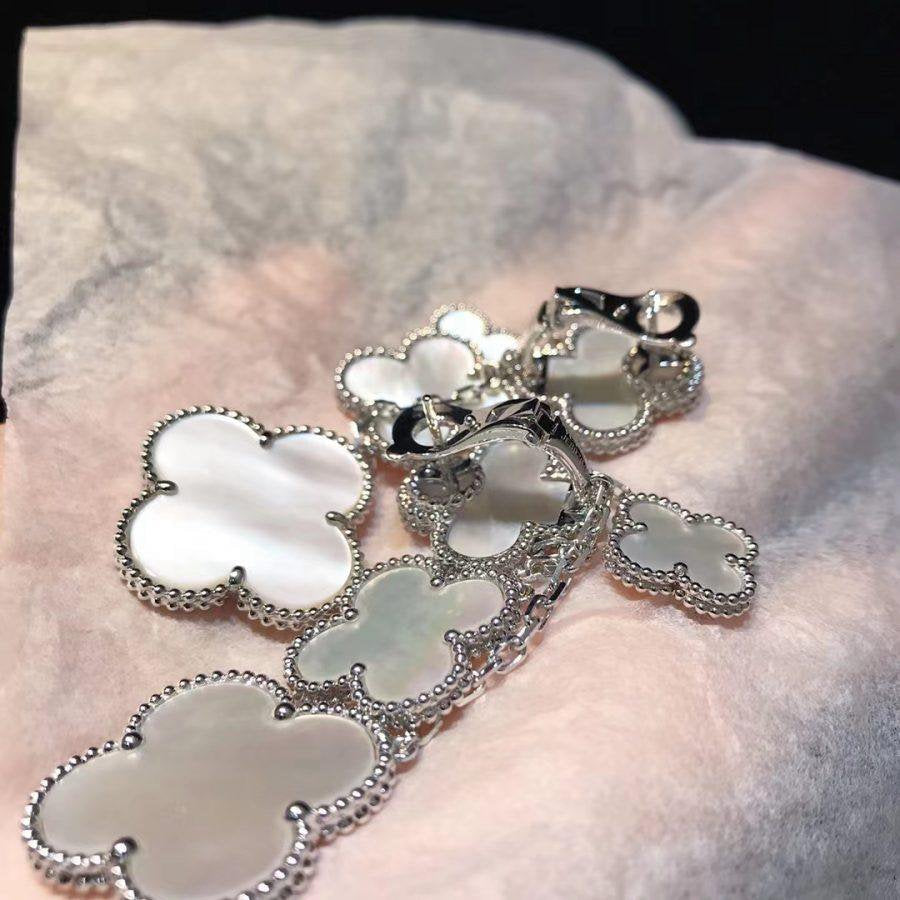 [Vintora]CLOVER EARRINGS WHITE MOP 4 MOTIFS SILVER