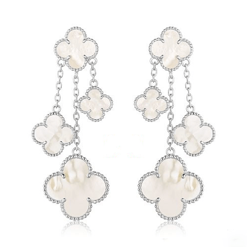 [Vintora]CLOVER EARRINGS WHITE MOP 4 MOTIFS SILVER