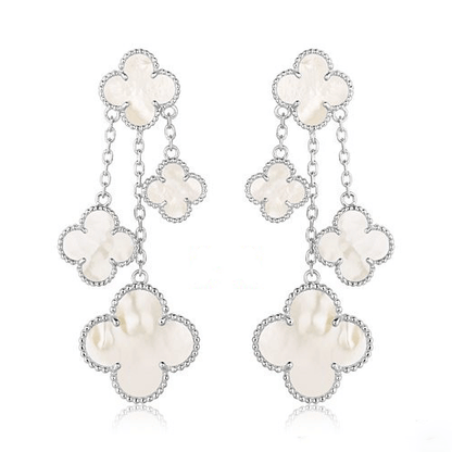 [Vintora]CLOVER EARRINGS WHITE MOP 4 MOTIFS SILVER