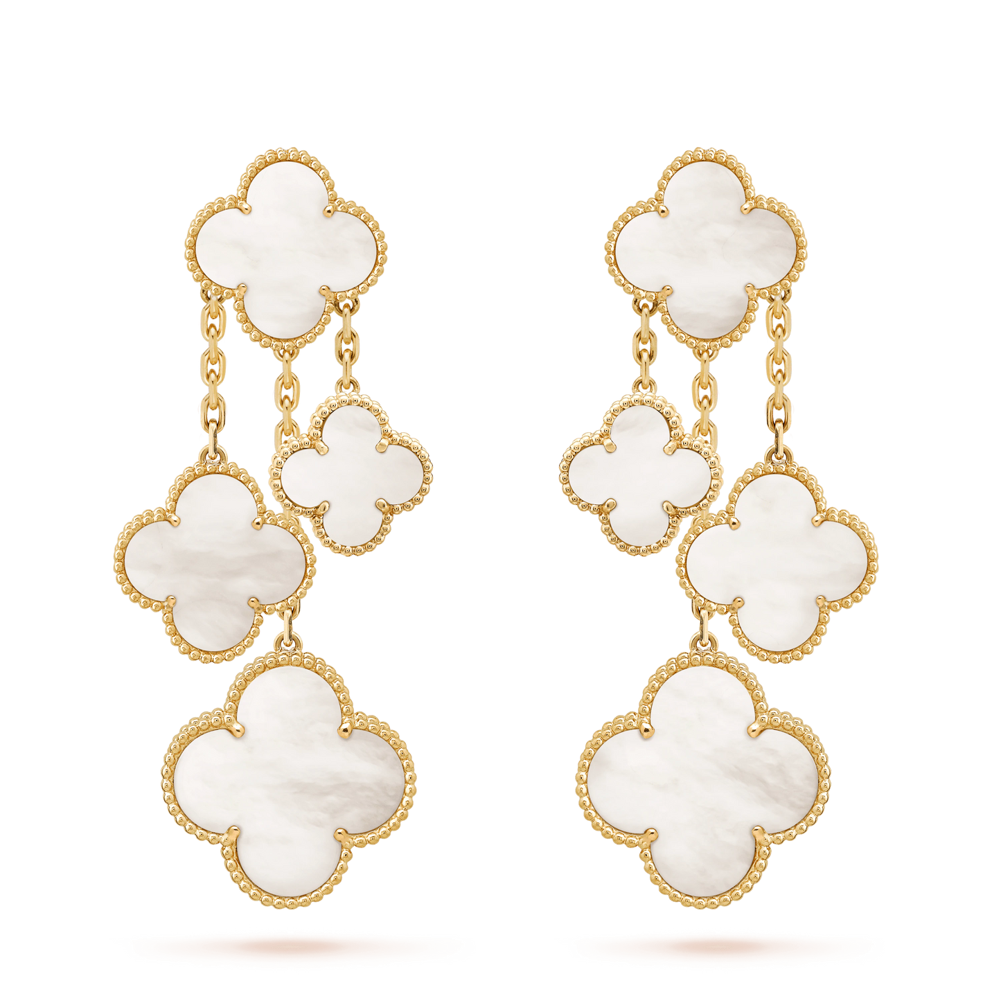 [Vintora]CLOVER EARRINGS WHITE MOP 4 MOTIFS GOLD