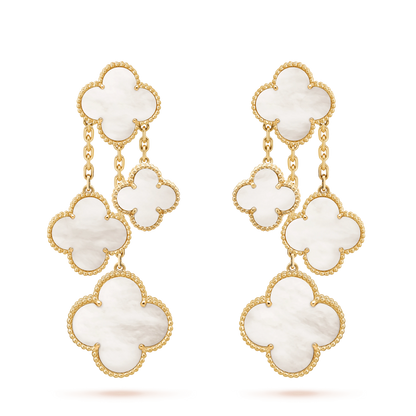 [Vintora]CLOVER EARRINGS WHITE MOP 4 MOTIFS GOLD