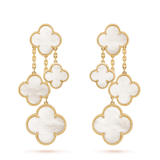 [Vintora]CLOVER EARRINGS WHITE MOP 4 MOTIFS GOLD