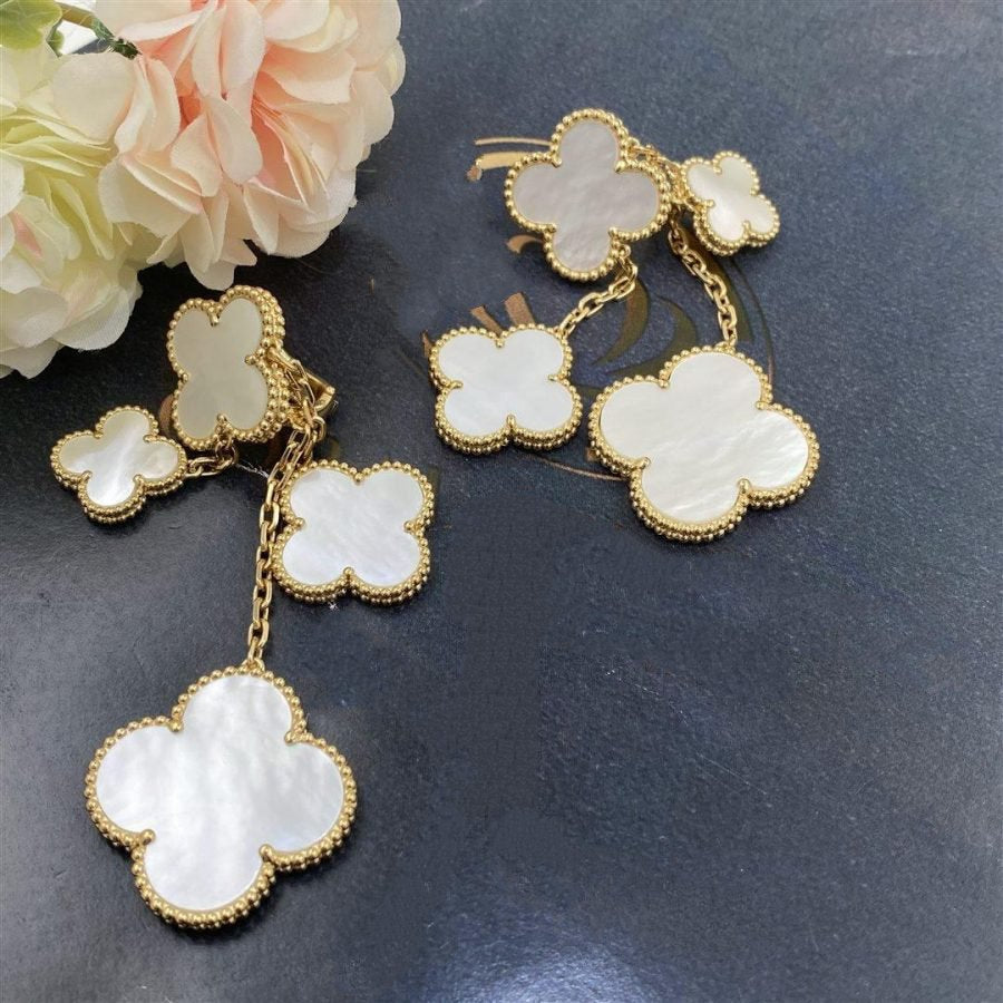 [Vintora]CLOVER EARRINGS WHITE MOP 4 MOTIFS GOLD