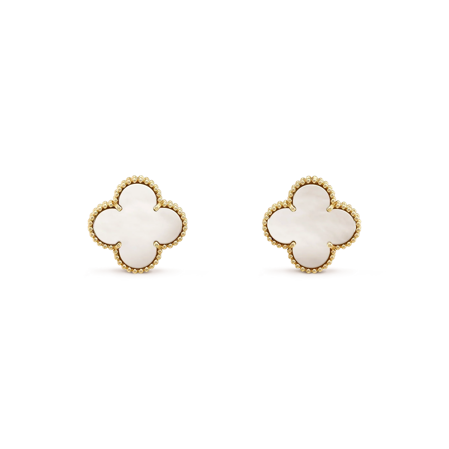 [Vintora]CLOVER MEDIUM 1 MOTIFS  WHITE MOP STUD EARRINGS