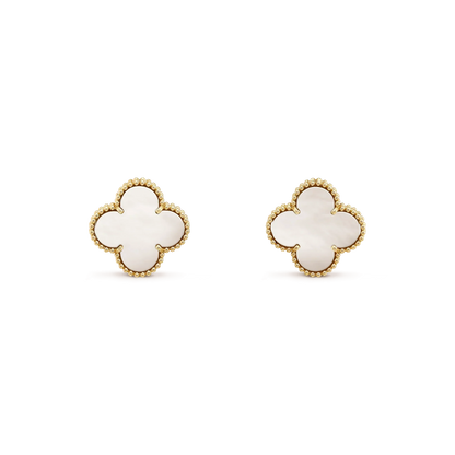 [Vintora]CLOVER MEDIUM 1 MOTIFS  WHITE MOP STUD EARRINGS