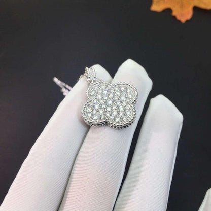 [Vintora]CLOVER 25MM SILVER FULL DIAMOND BIG CLOVER NECKLACE