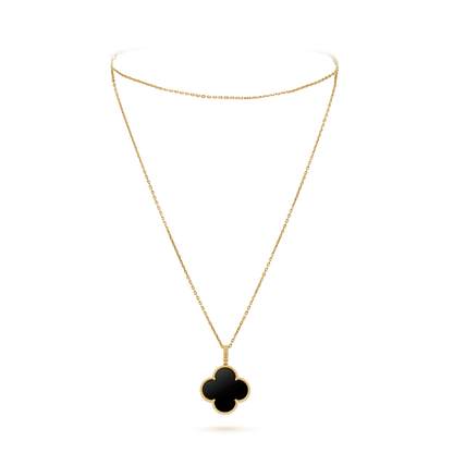 [Vintora]CLOVER 25MM GOLD ONYX BIG CLOVER NECKLACE