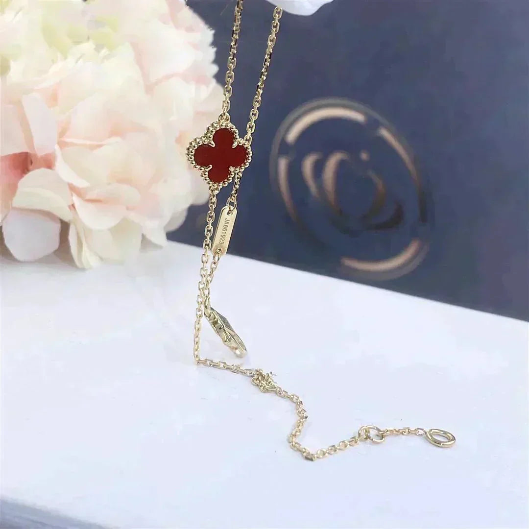 [Vintora]CLOVER  CARNELIAN SINGLE FLOWER BRACELET