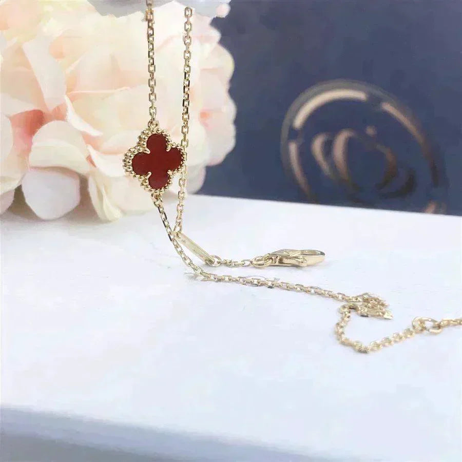 [Vintora]CLOVER  CARNELIAN SINGLE FLOWER BRACELET