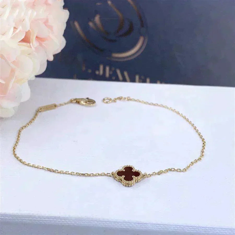 [Vintora]CLOVER  CARNELIAN SINGLE FLOWER BRACELET