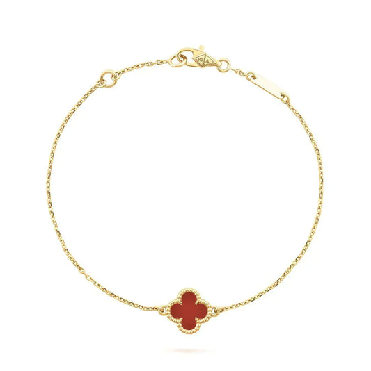 [Vintora]CLOVER  CARNELIAN SINGLE FLOWER BRACELET