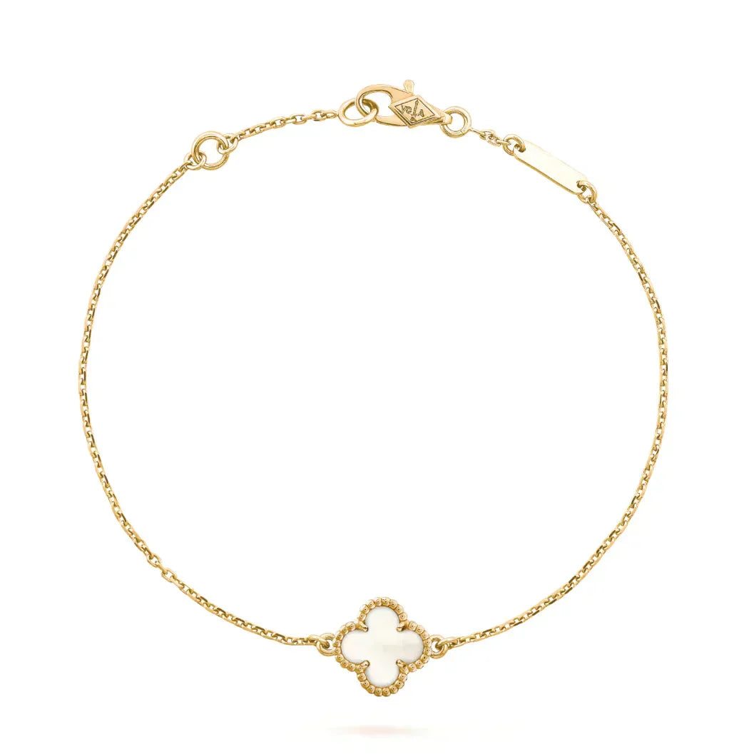 [Vintora]CLOVER WHITE MOP SINGLE FLOWER BRACELET