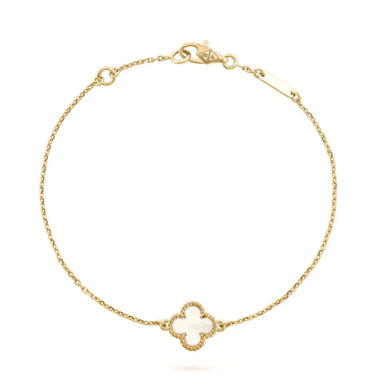 [Vintora]CLOVER WHITE MOP SINGLE FLOWER BRACELET