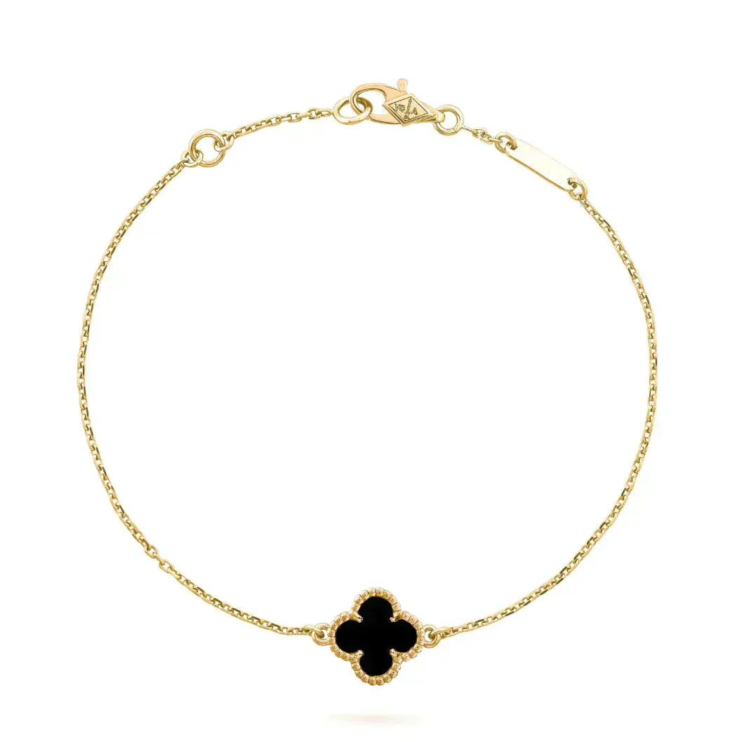 [Vintora]CLOVER ONYX SINGLE FLOWER BRACELET