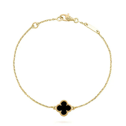 [Vintora]CLOVER ONYX SINGLE FLOWER BRACELET