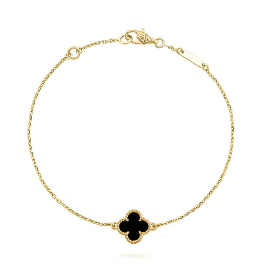 [Vintora]CLOVER ONYX SINGLE FLOWER BRACELET