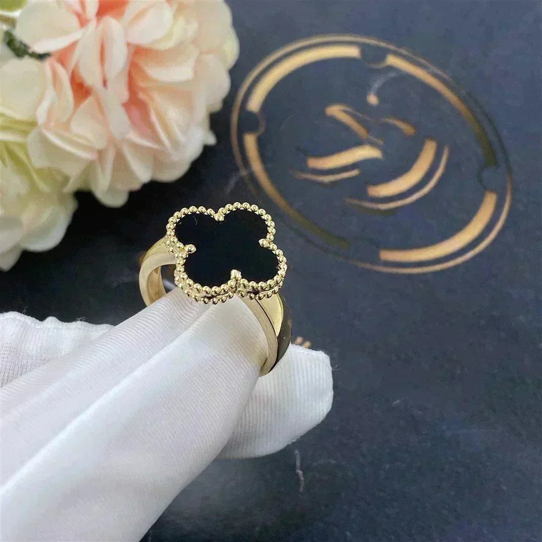 [Vintora]CLOVER ONYX RING
