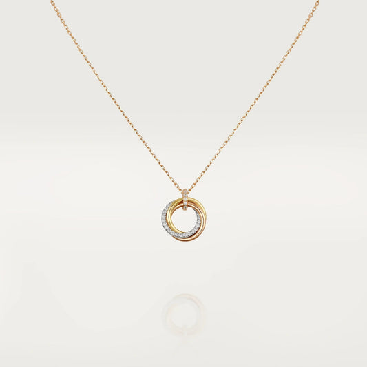 [Vintora]TRINITY NECKLACE SILVER GOLD PINK GOLD DIAMONDS