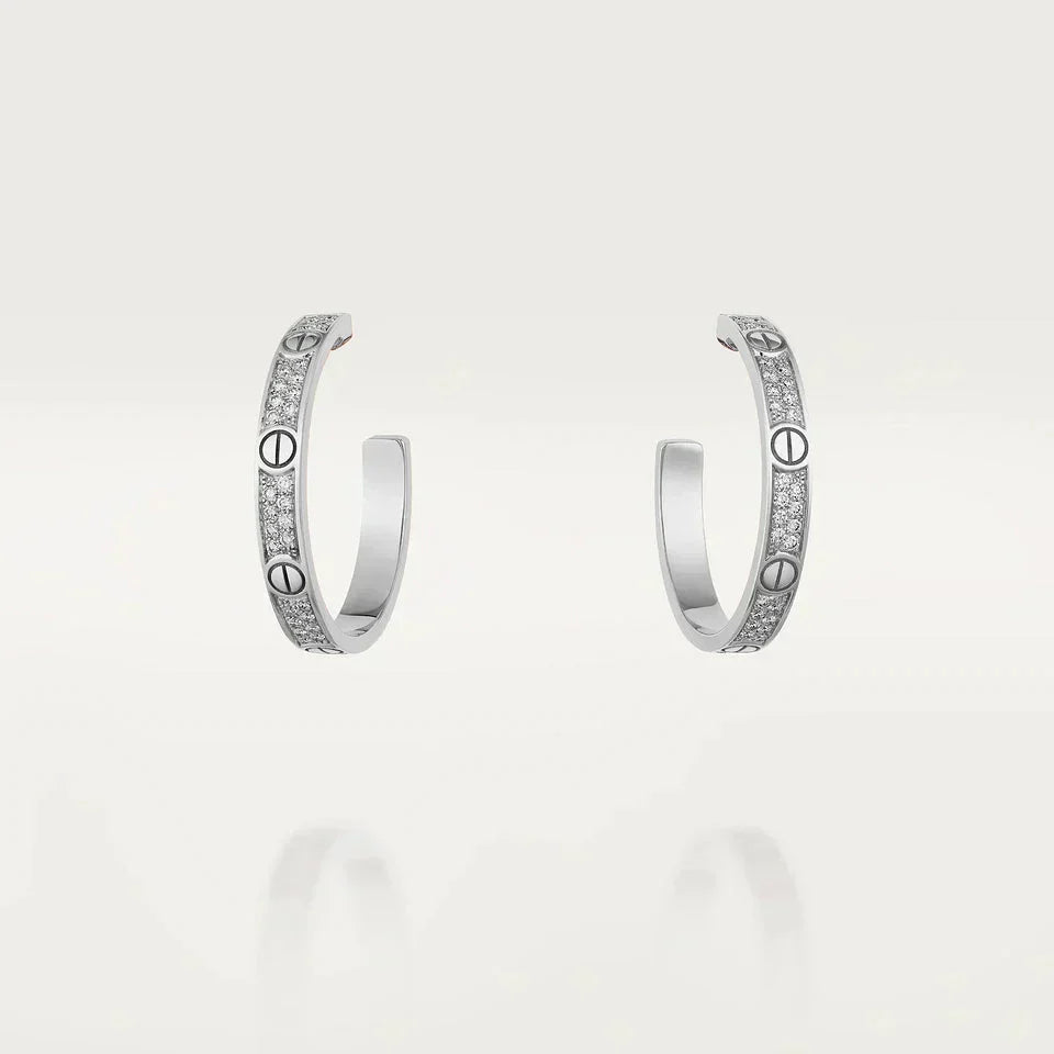 [Vintora]LOVE DIAMOND SILVER HOOP EARRINGS