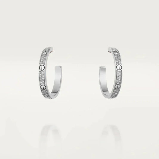 [Vintora]LOVE DIAMOND SILVER HOOP EARRINGS